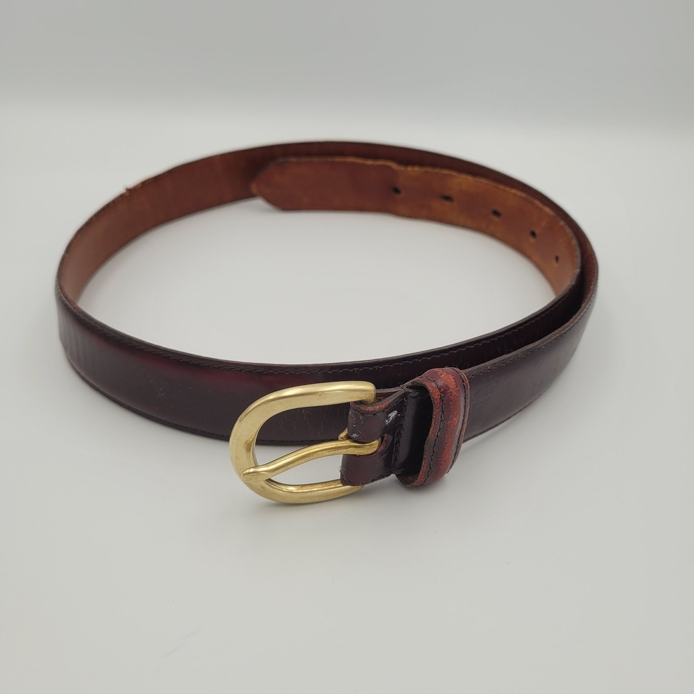 Vintage Coach 3921 Cordovan Leather Belt Burgundy Solid Brass Buckle USA Size 34